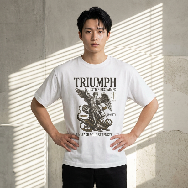 Triumph Angel Justice Gothic Statue Tee — Oversized Dark Streetwear T-Shirt