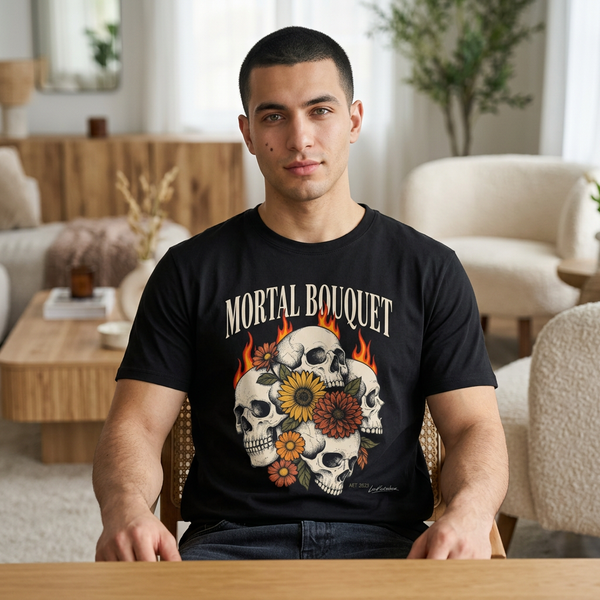 Mortal Bouquet Gothic Skull & Sunflower Tee — Oversized Dark Floral Streetwear T-Shirt