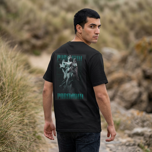 Paranoia Gothic Angel Graphic Tee — Oversized Dark Aesthetic Streetwear T-Shirt