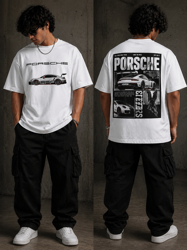 Porsche 911 GT3 RS Retro Racing Graphic Tee — Car Lover Oversized Streetwear T-Shirt